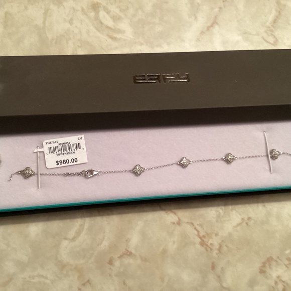 Effy diamond and Sterling Silver Clover motif bracelet - 7.5 inches - flaw - Picture 5 of 14